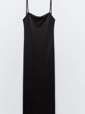 Zara Black sequin dress with side split and open back adjustable straps